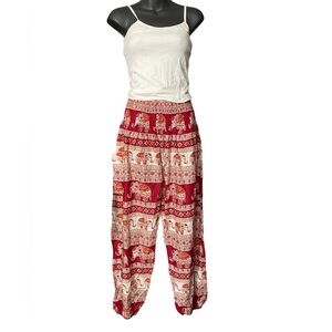 Joob Joob Red Elephant Boho Harem Pants - L/XL